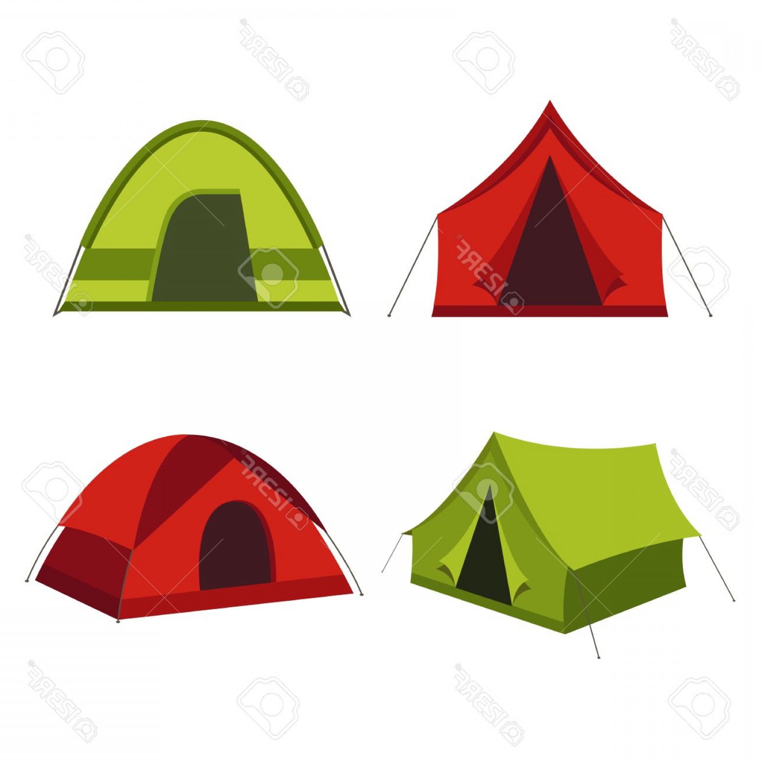 1560x1560 Photostock Vector Camping Tent Vector Icons Isolated On White