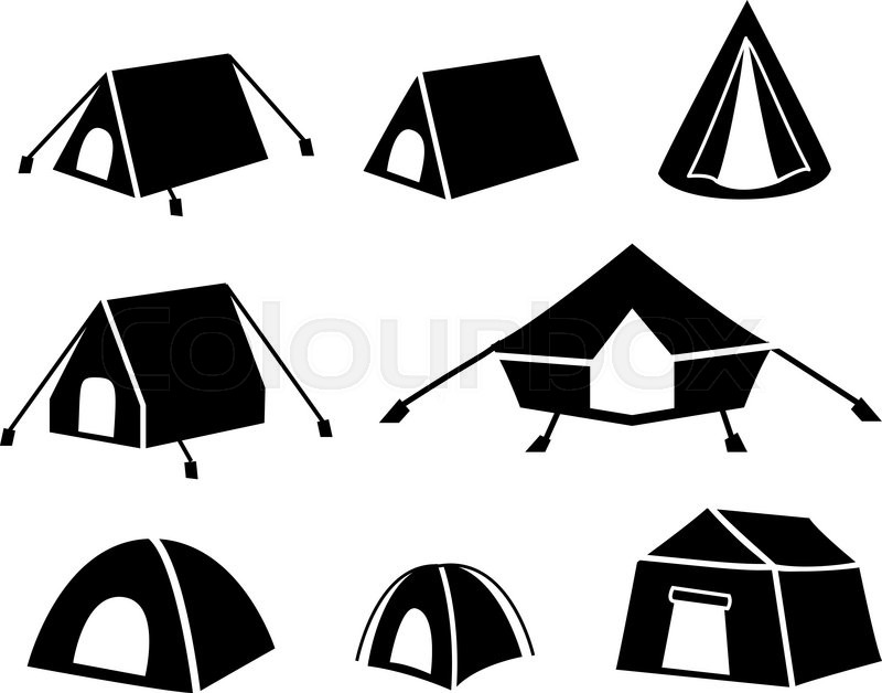 800x628 Set Of Tent Icons In Silhouette Style, Stock Vector Colourbox