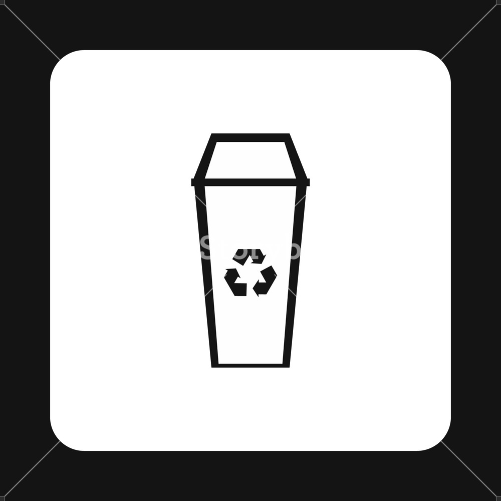 1000x1000 Open Trash Can Icon In Simple Style Isolated On White Background
