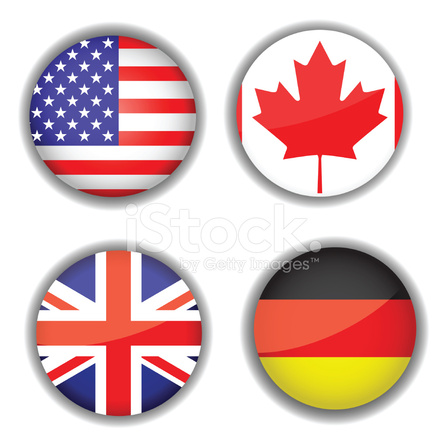 447x440 Flag Icon Set, Canada, British, Germany, Usa Stock Vector