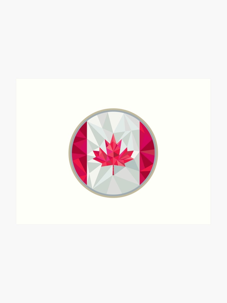 Canada Flag Icon Circle Low Polygon Art Print 750x1000 Canada Flag Icon Circle Low Polygon Art Print