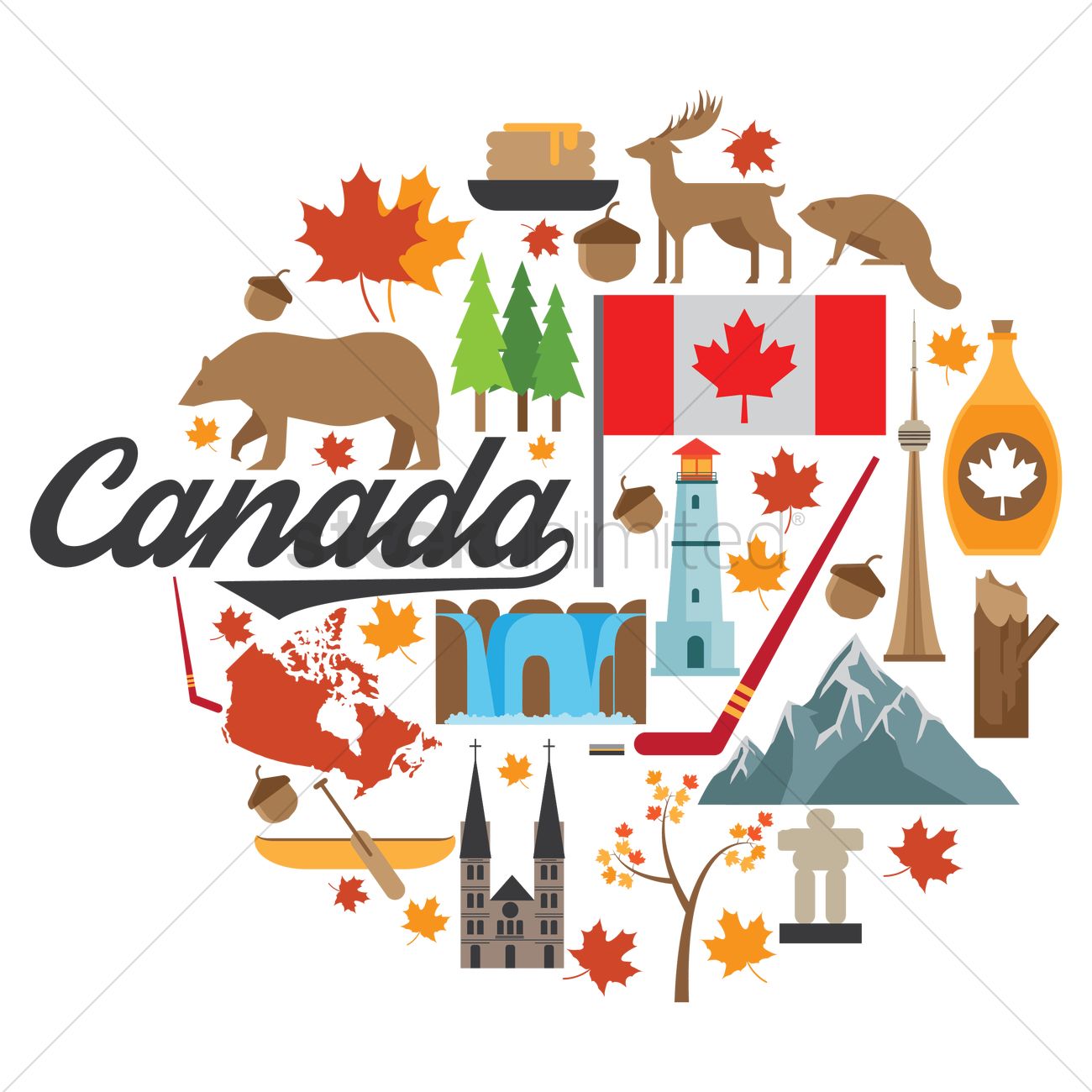 Set Of Canada Icons Vector Image 1300x1300 Set Of Canada Icons Vector Image