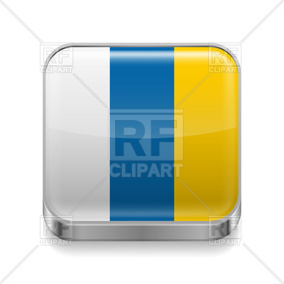 400x400 Metal Square Icon With Flag Of Canary Islands Vector Image