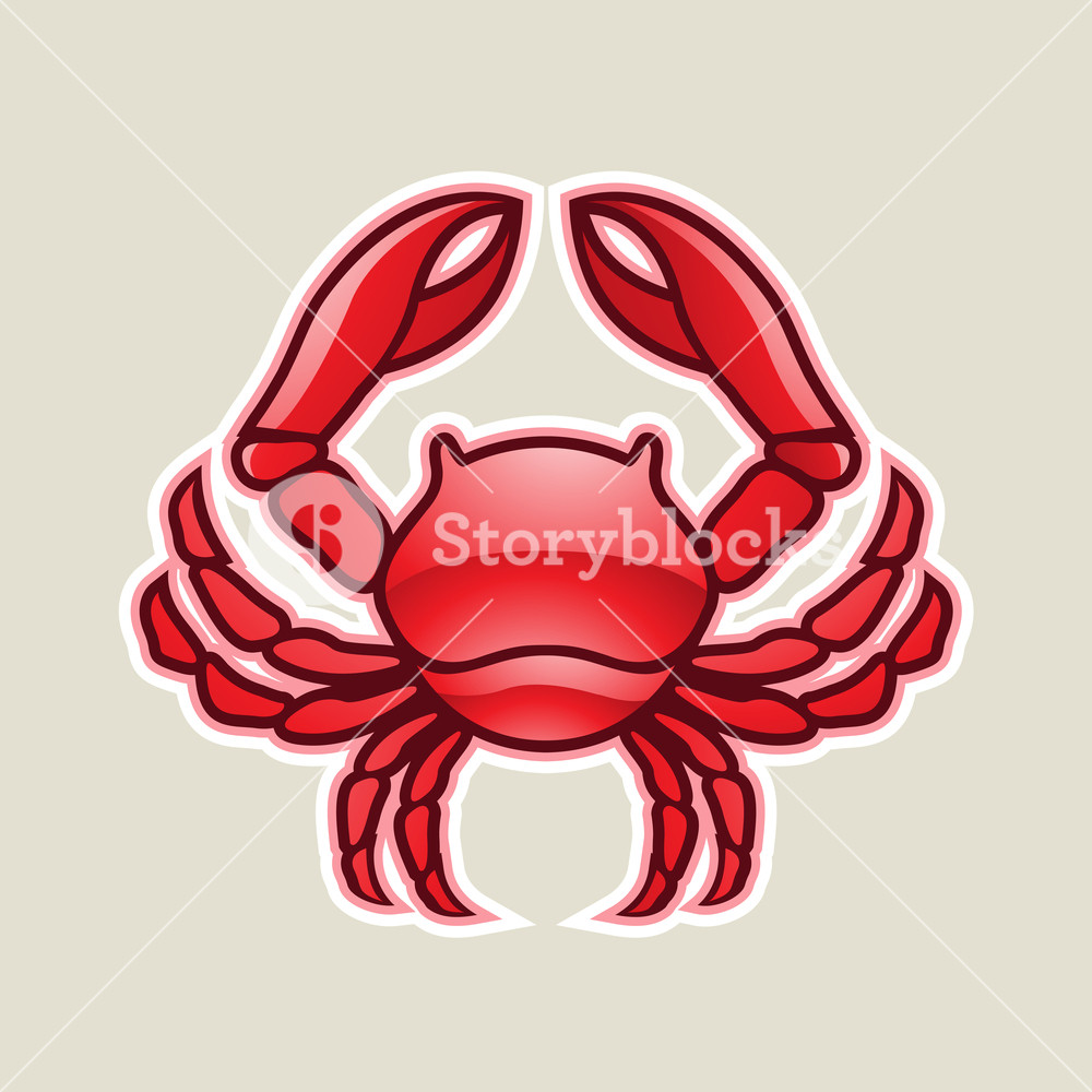 Vector Illustration Of Red Glossy Crab Or Cancer Icon Isolated 1000x1000 Vector Illustration Of Red Glossy Crab Or Cancer Icon Isolated