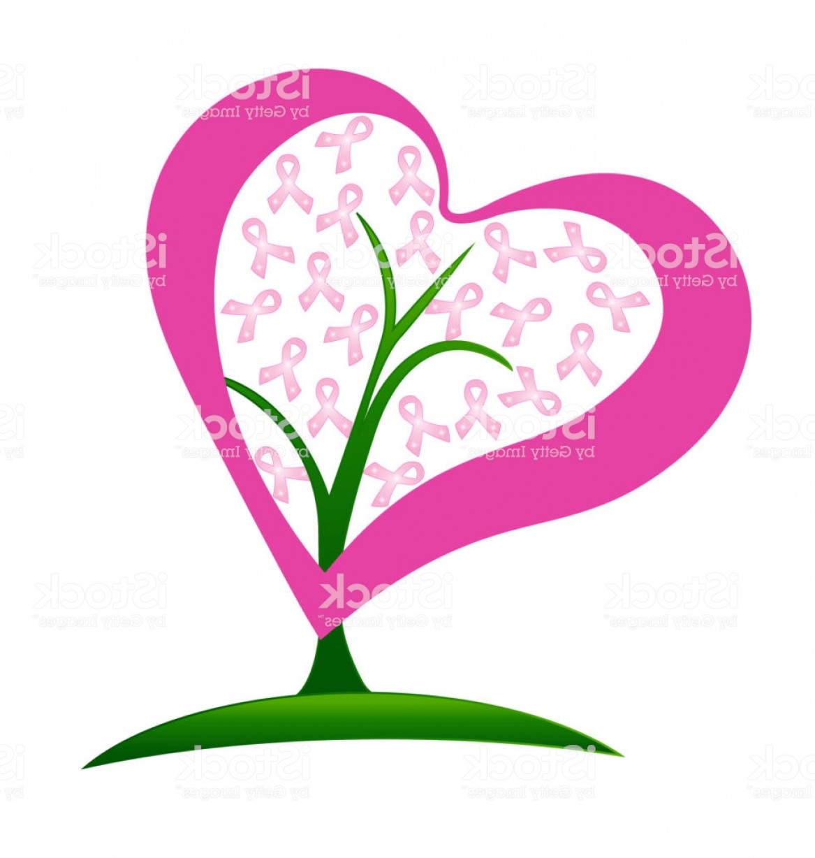 1167x1228 Tree Love Heart With Cancer Awareness Ribbons Icon Vector Design