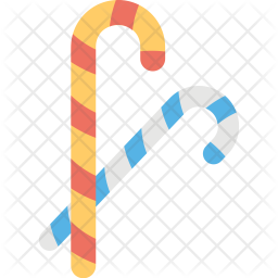 256x256 Candy Cane Icon Of Flat Style