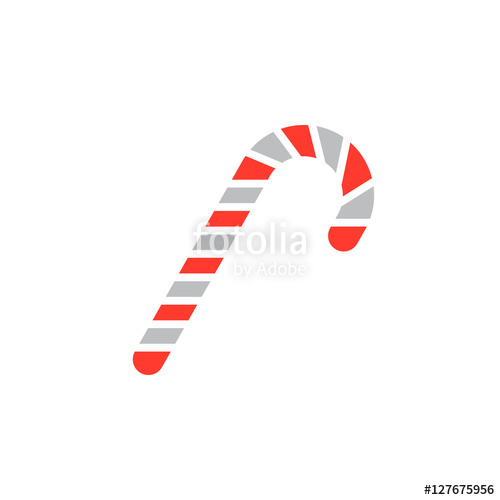 500x500 Candy Cane Icon Vector, Peppermint Stick Filled Flat Sign, Solid