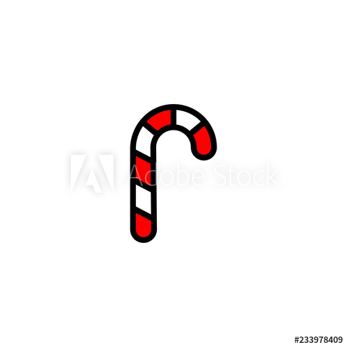 500x500 Outline Christmas Candy Cane Icon Isolated On White Background