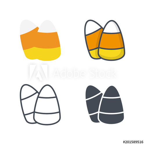 500x500 Candy Corn Halloween Vector Icon Flat Silhouette Colored Line