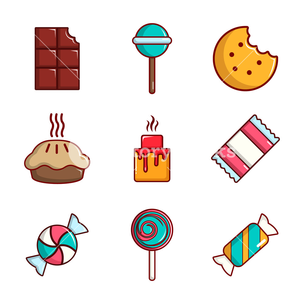 1000x1000 Candy Icon Set Cartoon Set Of Candy Vector Icons For Web Design