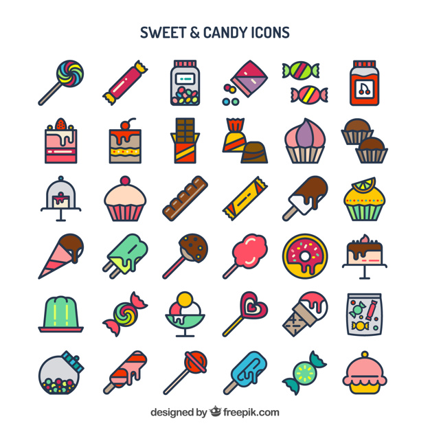 626x626 Sweet And Candy Icon Collection Vector Premium Download