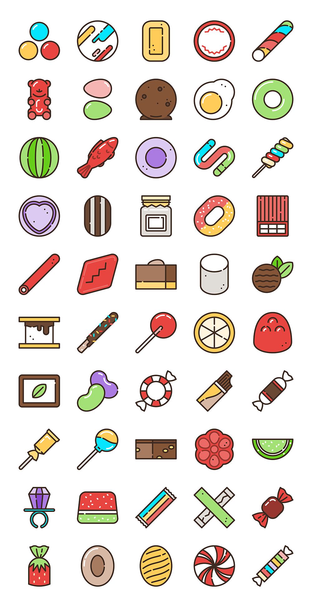 1000x1946 Free Vector Icons Of Linear Candies And Sweets Designed