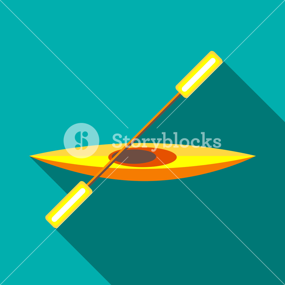 1000x1000 Canoe Icon In Flat Style On A Turquoise Background Royalty Free