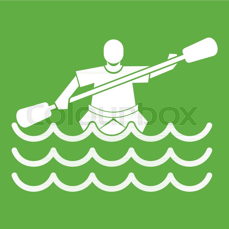 800x800 Male Athlete In A Canoe Icon White Stock Vector Colourbox