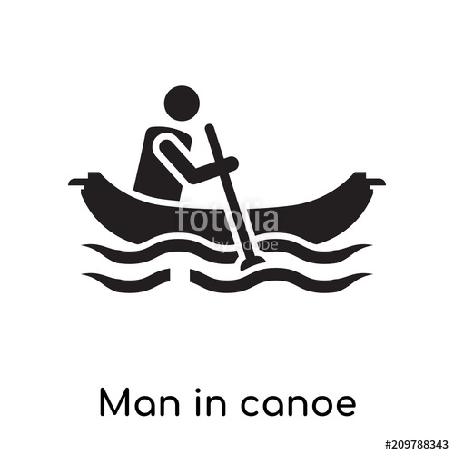 500x500 Man In Canoe Icon Vector Sign And Symbol Isolated On White