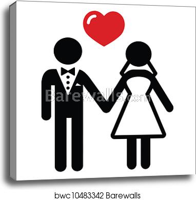 382x390 Wedding Married Couple Icon, Canvas Print Barewalls Posters