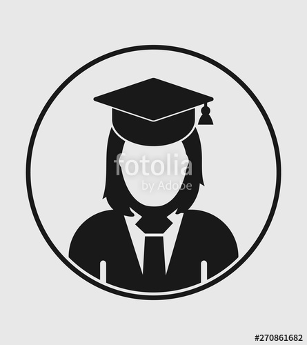 445x500 Female Graduate Student Profile Icon With Gown And Cap Flat Style