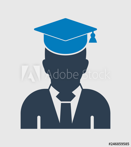 445x500 Male Graduate Student Icon With Gown And Cap Flat Style Vector