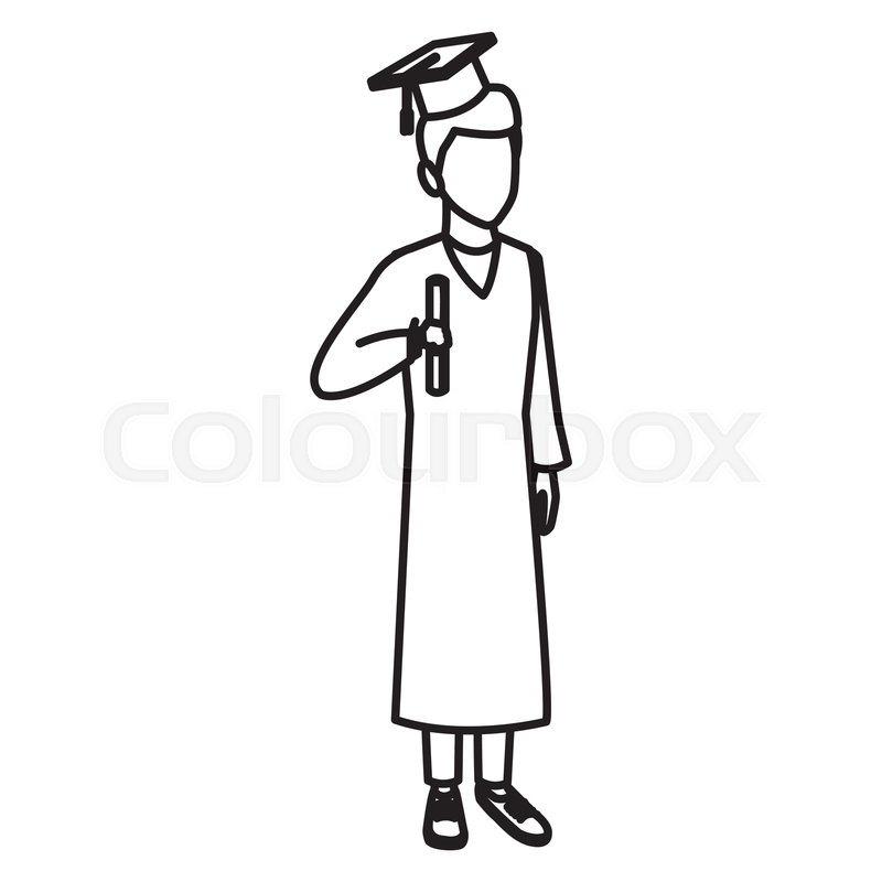 800x800 Young Man Student With Graduation Gown Stock Vector Colourbox