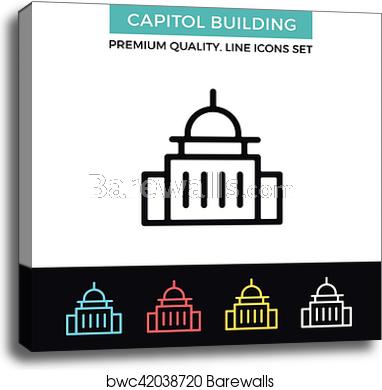 382x390 Vector Capitol Building Icon Thin Line Icon, Canvas Print