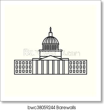 362x382 Capitol Icon, Outline Style, Art Print Barewalls Posters
