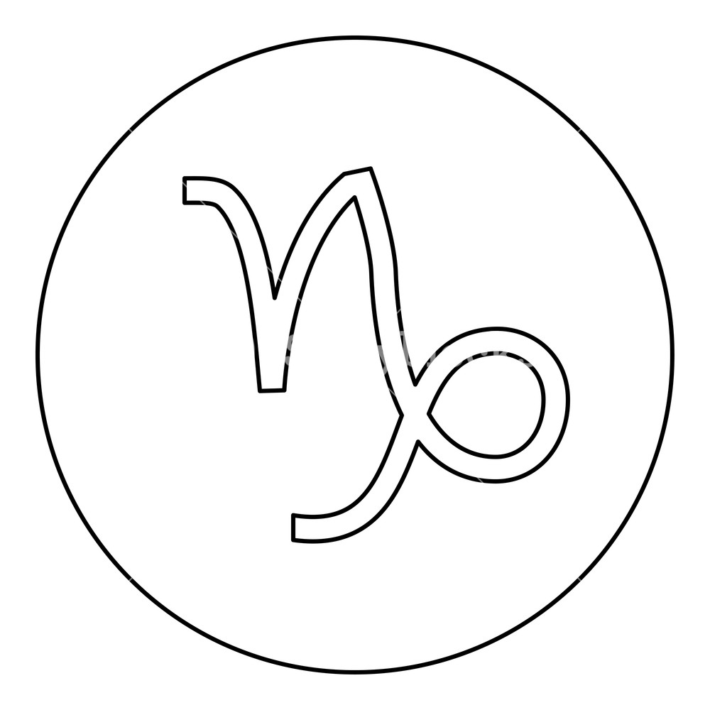 1000x1000 Capricorn Symbol Zodiac Icon Black Color In Round Circle Outline