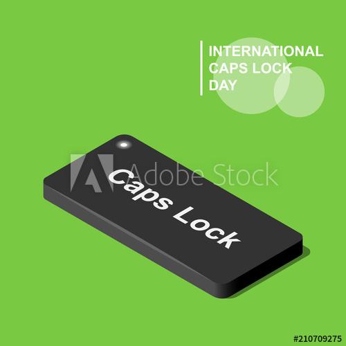 500x500 International Caps Lock Day Isometric Vector Icon Key