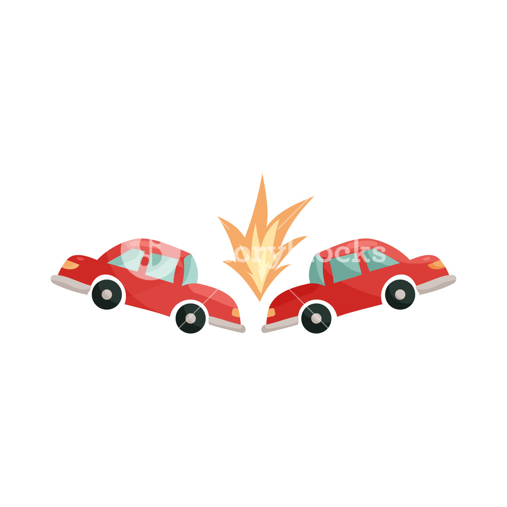 1000x1000 Car Accident Icon In Cartoon Style Isolated On White Background