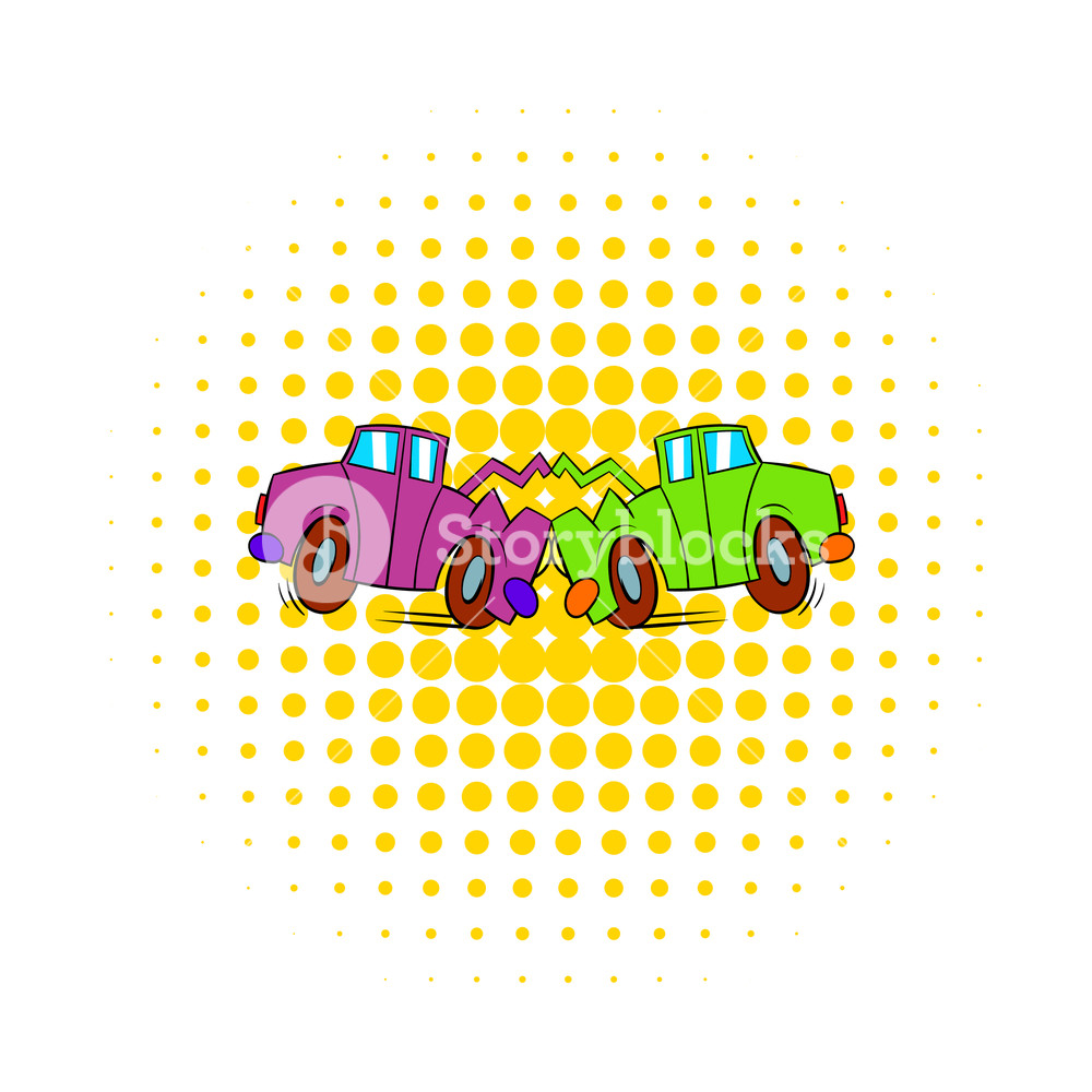 1000x1000 Car Crash Icon In Comics Style On A White Background Royalty Free
