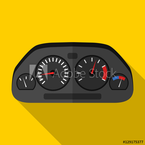 500x500 Colorful Car Dashboard Icon In Modern Flat Style With Long Shadow
