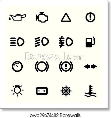 362x382 Vector Black Car Dashboard Icon Set, Art Print Barewalls Posters