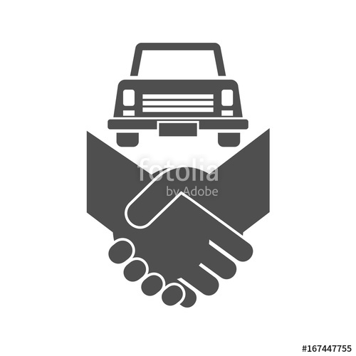 500x500 Car Dealer Icon Concept Handshake With A Vehicle Stock Image