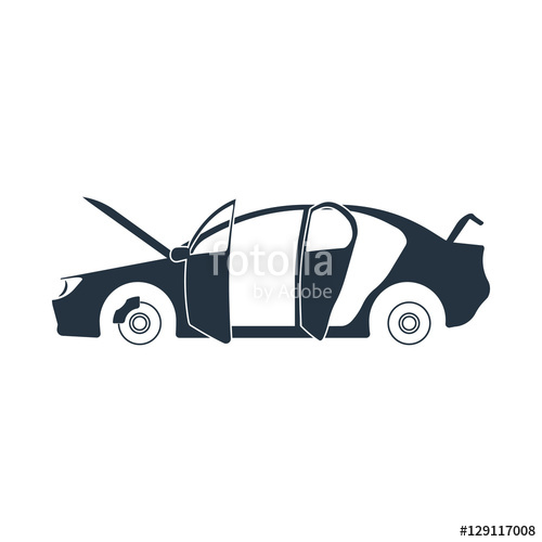 500x500 Open Car, Repair, Isolated Icon On White Background, Auto Servic
