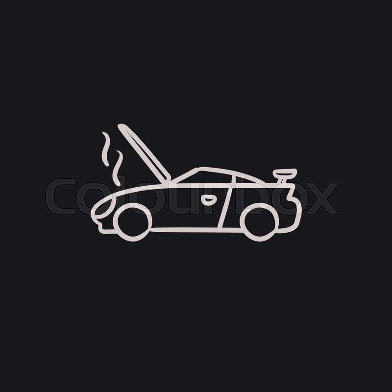 800x800 Broken Car With Open Hood Vector Stock Vector Colourbox
