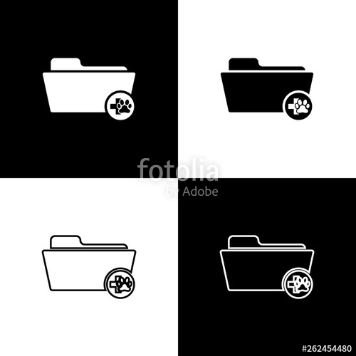 500x500 Set Medical Veterinary Record Folder Icons Isolated On Black