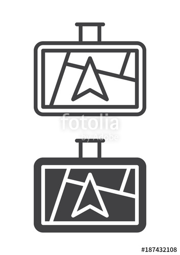 353x500 Car Gps Navigator Icon, Line And Solid Version, Outline And Filled