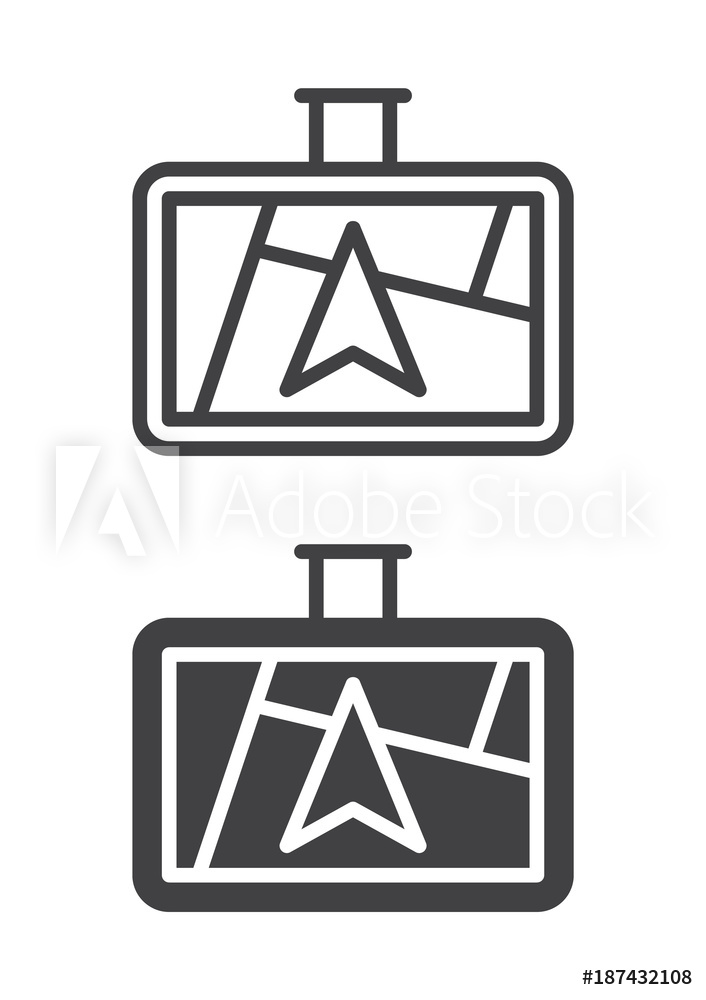 706x1000 Photo Art Print Car Gps Navigator Icon, Line And Solid Version