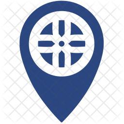 256x256 Car, Wheel, Tuning, Place, Location, Service, Gps Icon Of Flat