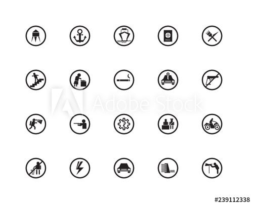 500x405 Set Of Icons Such As Site Seeing Place, Dam, Car Parking, Shock