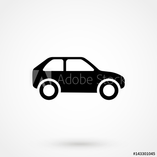 500x500 Car Icon Vector Illustration Side View Of Car, Automobile, Motor