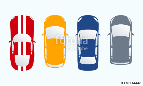 500x300 Car Icon Set Top View Cars In Flat Style Vector Illustration