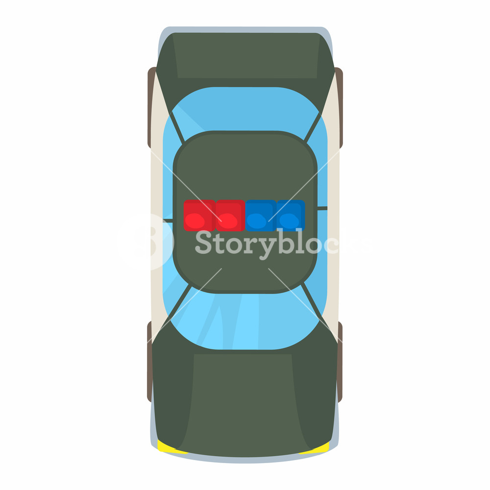 1000x1000 Police Car Top View Icon In Cartoon Style On A White Background