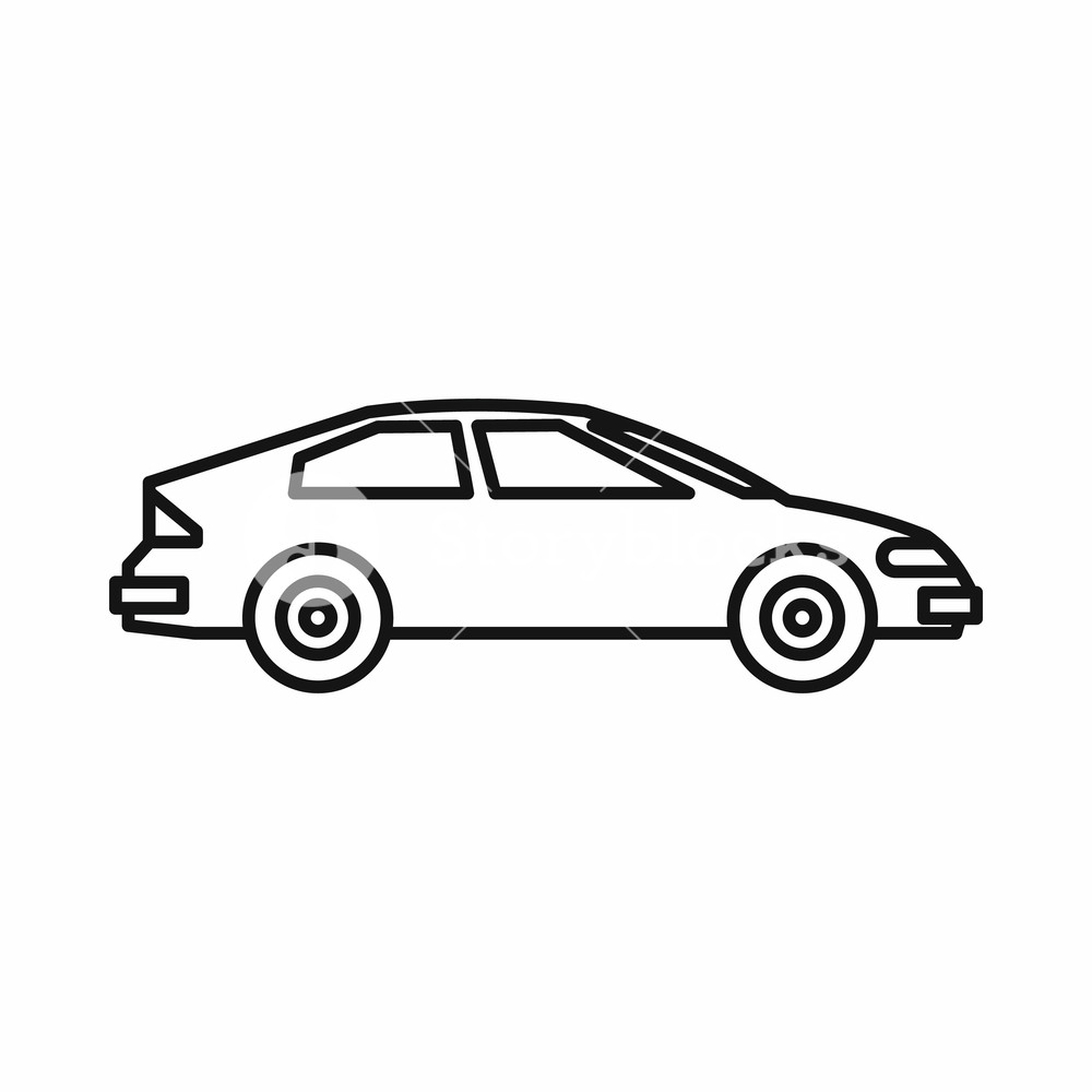 1000x1000 Car Icon In Outline Style Isolated On White Background Royalty