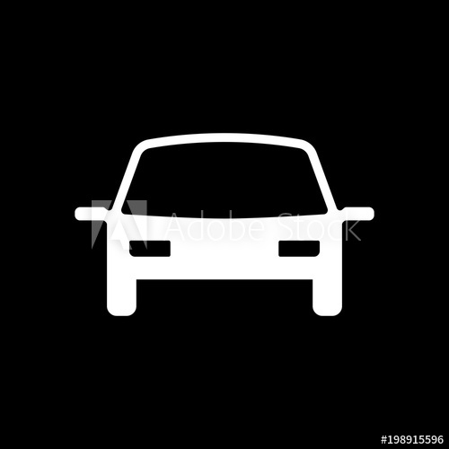 500x500 Car Icon White Icon On Black Background Inversion
