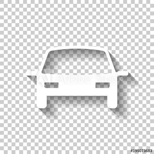500x500 Car Icon White Icon With Shadow On Transparent Background