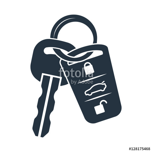500x500 Car Lock Key Isolated Icon On White Background, Auto Service, Re