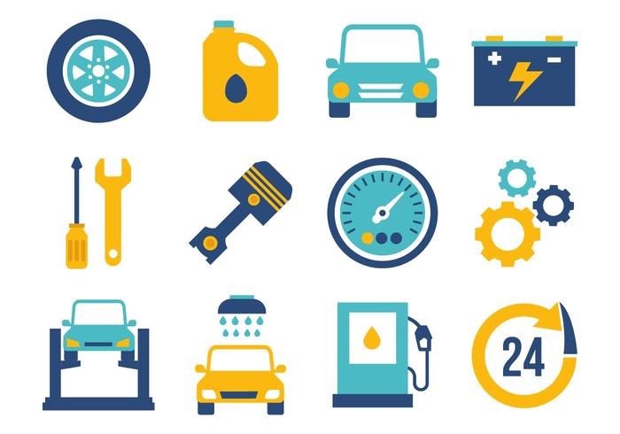 700x490 Flat Car Maintenance Icons Vector
