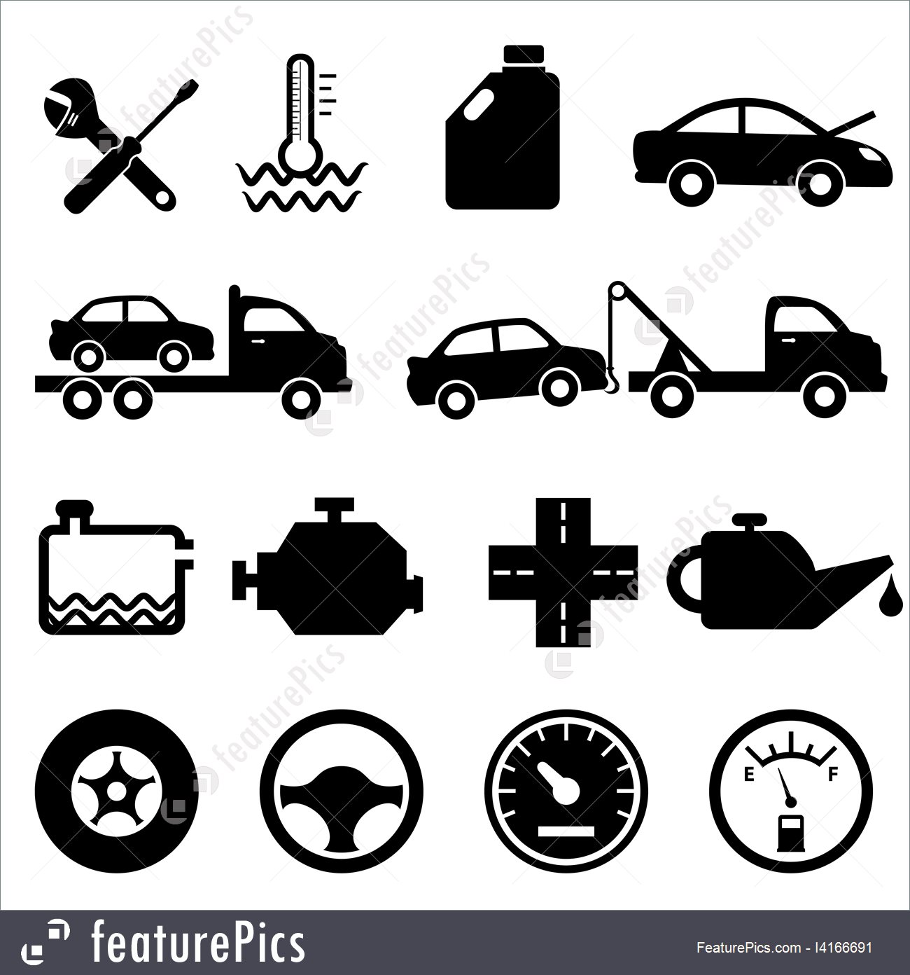 1300x1392 Illustration Of Car, Mechanic And Maintenance Icons