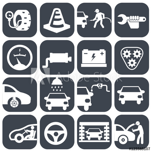 500x500 Vector Auto Car And Mechanic Icons Set Car Part Set Of Repair Icon
