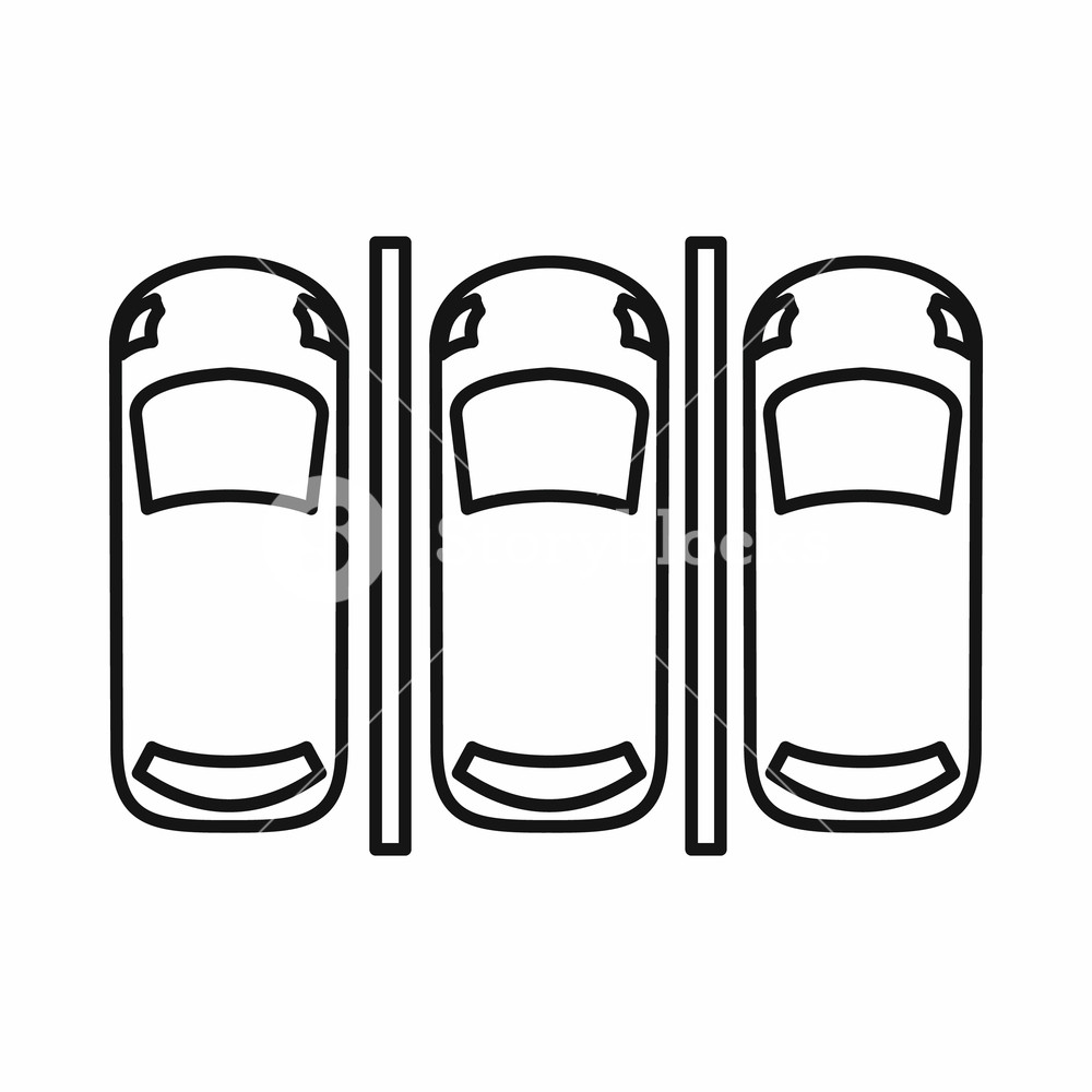 1000x1000 Car Parking Icon In Outline Style Isolated On White Background